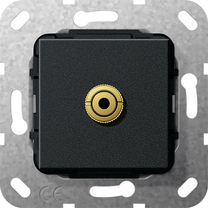 Gira Gniazdo podtynkowe Rozgałęźnik kablowy mini Jack 3.5mm (Czarny matowy) 564910