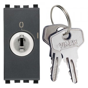 Vimar Przycisk kluczowy 2P NO 16A 250V z kluczem wyjmowanym w pozycji OFF 1M - Antracyt - 20086