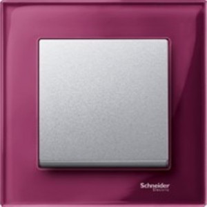 Merten M-Elegance szkło - włącznik pojedynczy kolor aluminium, ramka rubinowa