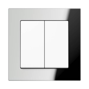 Jung Przełącznik A Creation Podwójny schodowy biały + szkło lustro