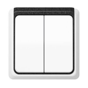 Jung Przełącznik CD Plus Podwójny Standardowy – Biały – Ramka zewnętrzna – Granit