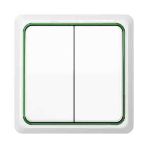 Jung Przycisk CD Plus Podwójny Standardowy – Biały – Ramka wewnętrzna – Zielona