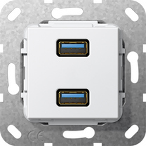 Gira Gniazdo podtynkowe Rozgałęźnik kablowy podwójne USB 3.0 A (Biały) 568503