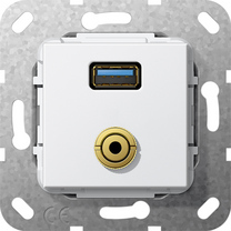 Gira Gniazdo podtynkowe Złącze USB 3.0 A i mini Jack 3.5mm (Biały) 568603