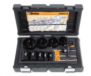Beta Zestaw 9-ciu pił otworowych dla hydraulików z akcesoriami 19-64mm 13szt. 004500310