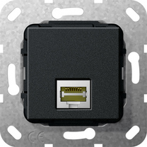 Gira Gniazdo podtynkowe Złącze szczelinowe IDC Modular Jack RJ45 kat.6a 10 GB Ethernet (Czarny matowy) 569610