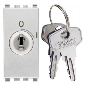 Vimar Przycisk kluczowy 2P NO 16A 250V z kluczem wyjmowanym w pozycji OFF 1M - Srebrny - 20086.N
