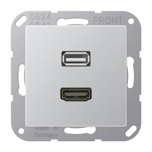 Jung Gniazdo multimedialne: HDMI + USB - Aluminium - MAA1163AL