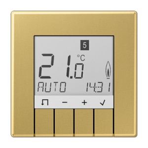 Jung Regulator temperatury 230V z wyświetlaczem - Uniwersalny - Mosiądz klasyczny - TRUDME231C