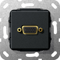 Gira Gniazdo podtynkowe Rozgałęźnik kablowy VGA 15 pinów (Czarny matowy) 565310