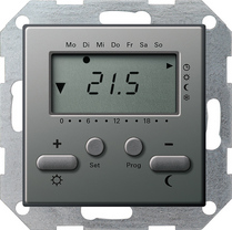 Gira Regulator temperatury 230V z zegarem Gira E22 naturalny stalowy 237020