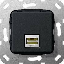 Gira Gniazdo podtynkowe Złącze Modular Jack RJ45 kat.6a 10 GB Ethernet (Czarny matowy) 569510