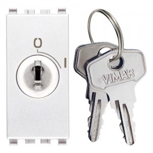Vimar Przycisk kluczowy 2P NO 16A 250V z kluczem 000 wyjmowanym w pozycji OFF 1M - Biały - 20086.CU.B