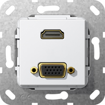Gira Wkład podtynkowy Rozgałęźnik kablowy HDMI 2.0a + HDR i VGA 15-pin (Biały) 567703