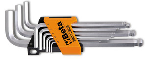 Beta Zestaw kluczy trzpieniowych kątowych chromowanych z końcówką kulistą w uchwycie 1,5-10mm 9szt. 000960354