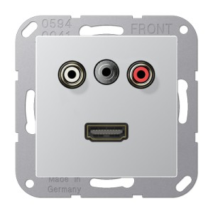 Jung Gniazdo multimedialne: Cinch Audio (RCA) + Mini Jack + HDMI - Aluminium - MAA1082AL