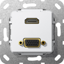 Gira Wkład podtynkowy Złącze HDMI 2.0a + HDR i VGA 15-pin (Biały) 567603