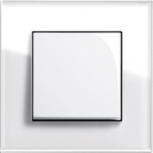 Gira Esprit - Włącznik uniwersalny biały połysk, ramka białe szkło 010600-029603-021112