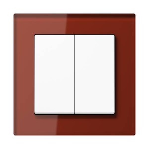 Jung Przełącznik A Creation Podwójny schodowy biały + szkło czerwone