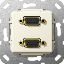 Gira Gniazdo podtynkowe Rozgałęźnik kablowy VGA podwójny 15 pinów (Kremowy) 565501