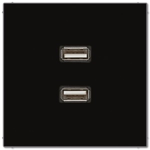 Jung Gniazdo 2 x USB przesył danych - Czarne - MALS1153SW