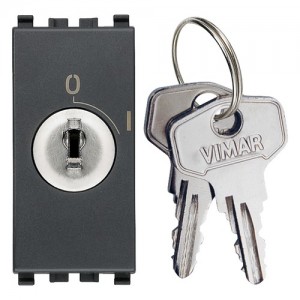 Vimar Łącznik kluczowy 2P 16AX z kluczem 000 wyjmowanym w obu pozycjach 1M - Antracyt - 20083.CU