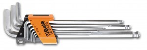 Beta Zestaw kluczy trzpieniowych długich z końcówką kulistą, chromowanych, w uchwycie 1,5-10mm 9szt. 000961354