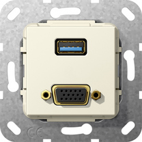 Gira Gniazdo podtynkowe Złącze VGA 15 pinów i USB 3.0 A (Kremowy) 568801