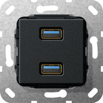 Gira Gniazdo podtynkowe Złącze podwójne USB 3.0 A (Czarny matowy) 568410
