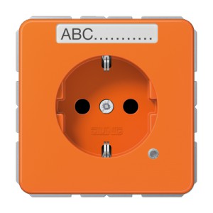 Jung Gniazdko SCHUKO zabezpieczone, z kontrolką LED, z polem opisowym 6x37mm - Pomarańczowe - CD1520BFNAKOO