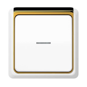 Jung Przełącznik CD Plus Podświetlony – Biały – Ramka zewnętrzna – Złoto