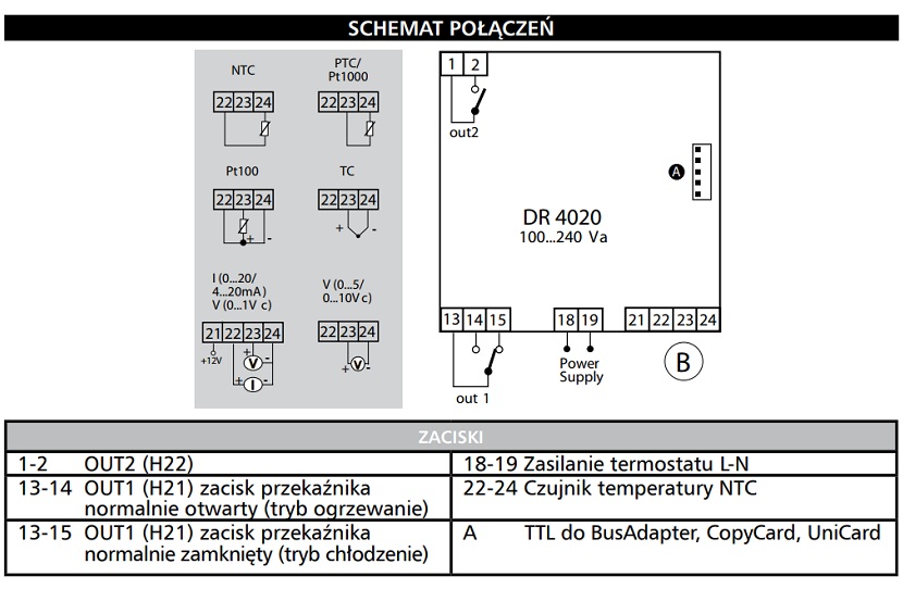 Elektra - Schemat termostatu TDR 4020-PRO
